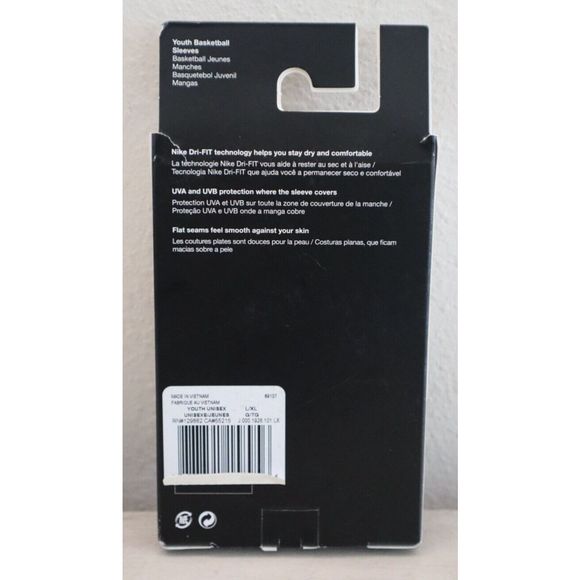 Nike Jordan J.000.1926.101 Youth Sz L/XL White Dri-FIT Basketball Arm Sleeves - Picture 3 of 4